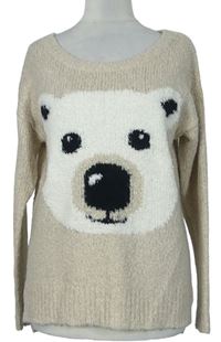 Dámsky béžový sveter s medvedíkom George