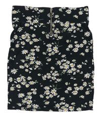 Čierna kvetinová bavlnená sukňa so zipsom New Look