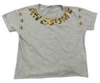 Sivé crop tričko s hviezdičkami a nápisem zn.Sohpie