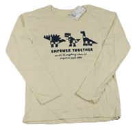 Béžové triko s dinosaury a nápisem H&M