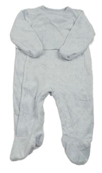 Svetlomodrý zamatový overal s medveďmi Mothercare