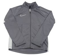 Šedo-bílá sportovní funkční  propínací mikina Nike
