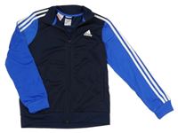 Tmavomodro-modrá sportovní propínací mikina s logem Adidas