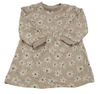 Béžové kvetinové teplákové šaty Tu