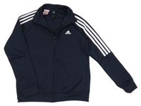 Tmavomodrá sportovní propínací mikina s logem Adidas