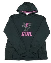 Tmavosivá mikina s nápisom a kapucňou zn. L&D