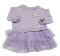 Fialové teplákovo/tylové šaty s kočkou Disney