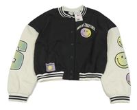 Nové - Černo-bílá baseballová crop mikina se smajlíky H&M