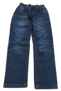 Tmavomodré rifle s úpletový pasom