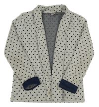 Bílo-tmavomodrý puntíkatý teplákový cardigan TU