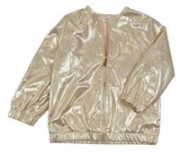 Ružovo-zlatá lesklá podšitá bunda