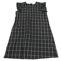 Čierno-biele kockované šaty s volány Sinsay
