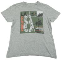 Sivé melírované tričko s palmou a číslom Pepperts