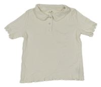 Biele děrované tričko s golierikom H&M