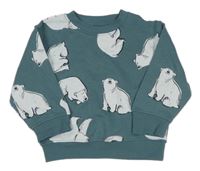 Modrozelená mikina s ledními medveďmi Primark