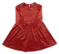 Červené sametové třpytivé šaty Matalan