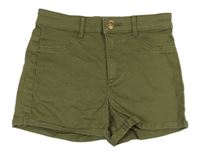 Khaki riflové kraťasy H&M