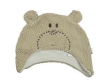 Béžová huňatá čepice - medvěď Mothercare