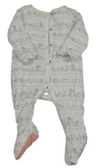 Bílo-květovaný zateplený overal se zajíčky Mothercare