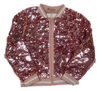 Růžový flitrový podšitý bomber H&M
