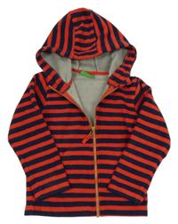 Červeno-tmavomodrá pruhovaná fleecová funkčná prepínaci mikina s kapucňou Mountain Warehouse