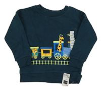 Nové - Petrolejová mikina se zvířaty Dunnes