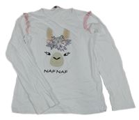 Biele tričko s lamou a volánikmi