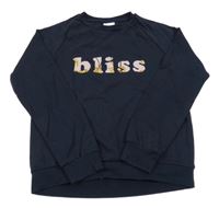 Tmavomodrá mikina s nápisom