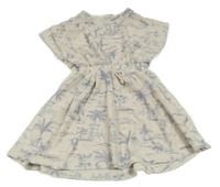 Smotanové froté šaty s palmami Zara