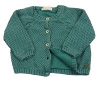 Zelený propínací podšitý svetr 