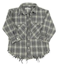 Tmavomodro-bílá kostkovaná košilová bunda Zara