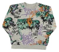 Sivá mikina s grafitty H&M