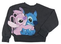 Antracitová crop mikina se Stitchem a Angelou Disney