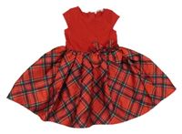 Červeno-zelené šaty s kostkovanou sukní a 3D mašlou H&M
