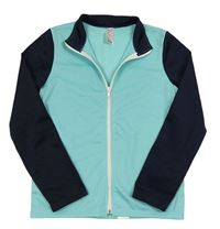 Tyrkysovo-tmavomodrá prepínaci funkčná športová mikina Decathlon