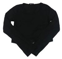 Černé crop triko s krajkou Select