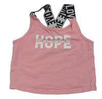 Ružový crop top s nápismi Shein