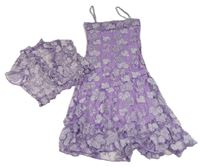2set - Lila květované tylové šaty + bolerko