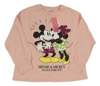 Nové - Broskvové triko s Mickeym a Minnií Disney