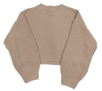 Nové - Svetloružový pletený crop sveter New Look