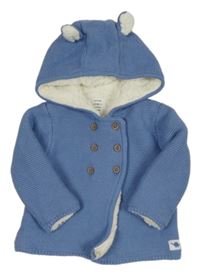 Modrý propínací zateplený svetr s kapucí John Lewis