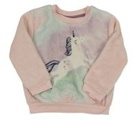 Svetloružová chlpatá mikina s jednorožcom Ergee