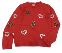 Červený sveter s vánočním motivem z flitrů Star