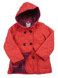 Červená šusťáková prošívaná zimní bunda s kapucí Dopodopo