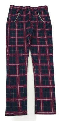 Tmavomodro-ružové kockované tregíny Okaidi