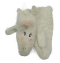 Smetanové chlupaté pletené palcové rukavice so zvieratkom Monsoon