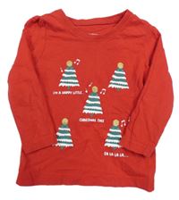 Červené vianočné tričko so stromky Primark