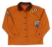 Oranžová rifľová košeľa s nášivkami Primark