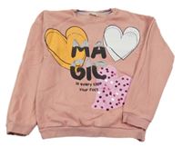 Světlerůžová mikina se srdíčky 