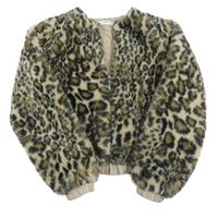 Béžovo-šedá tygrovaná kožešinová podšitá crop bunda Name it